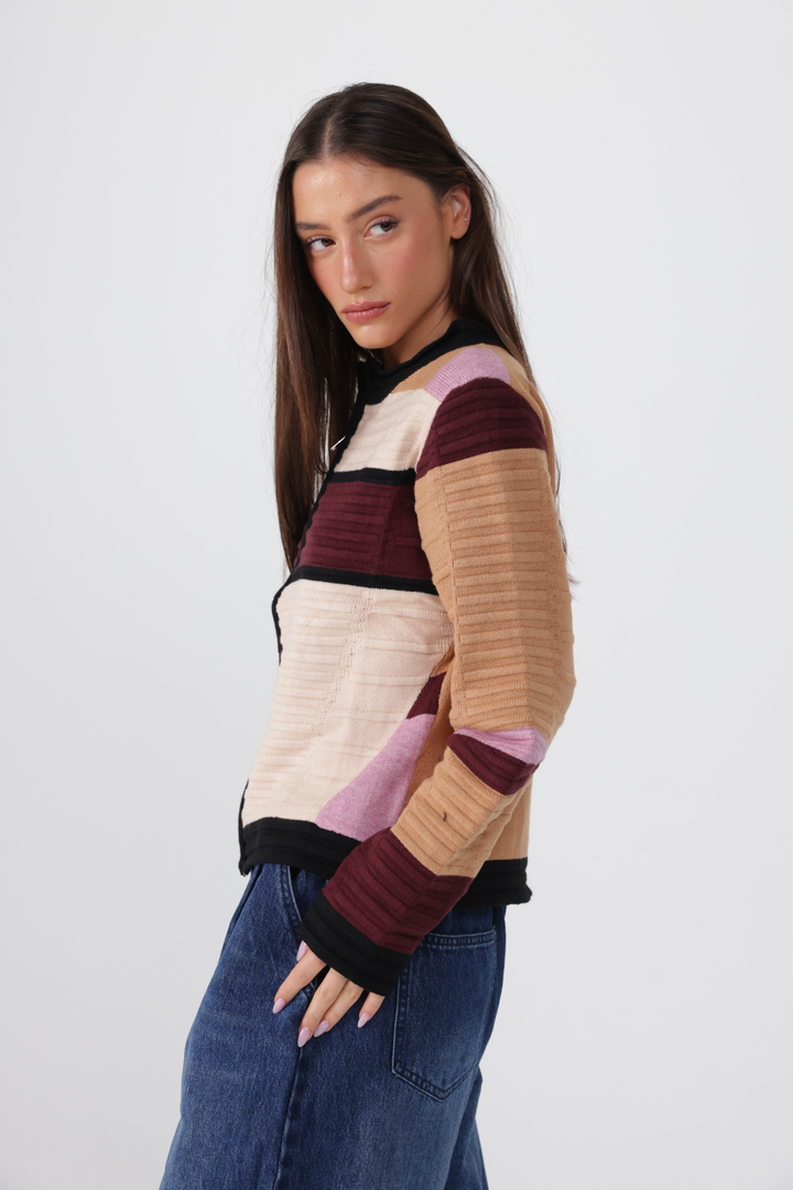 Islington Maroon Striped Sweater