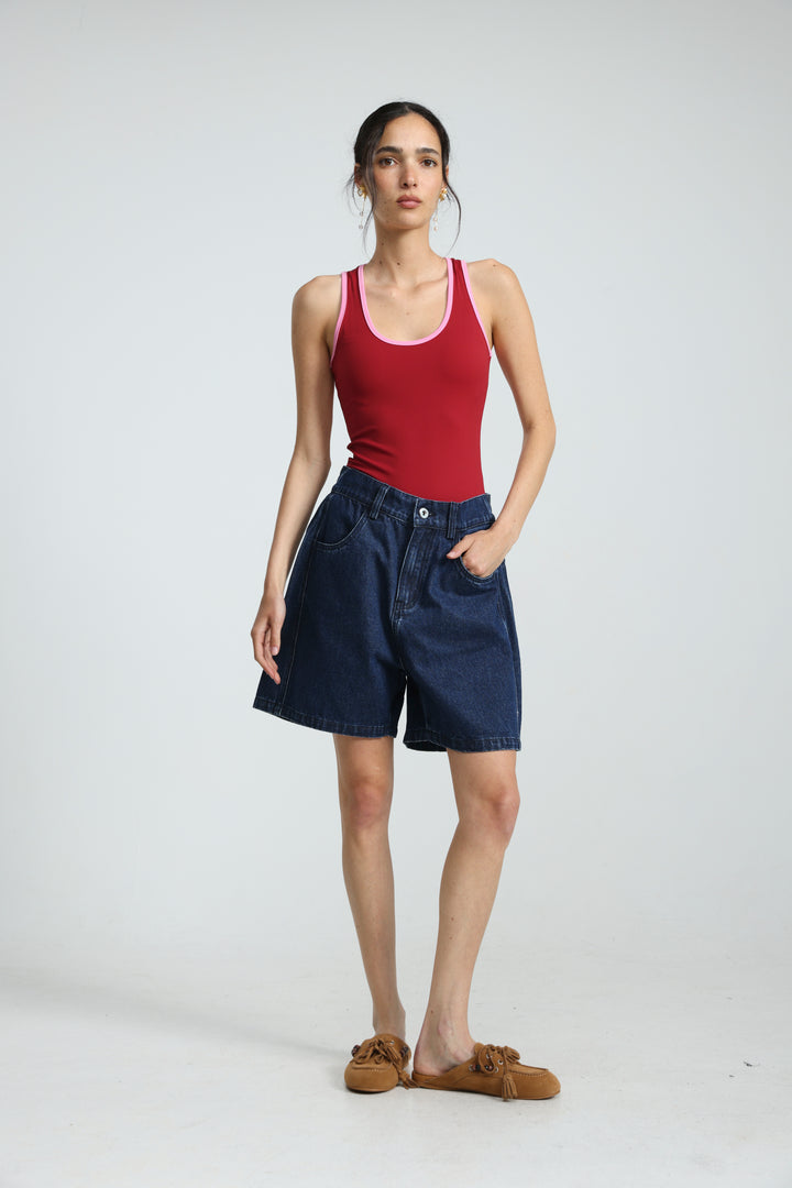 Guri Dark Blue Denim Shorts