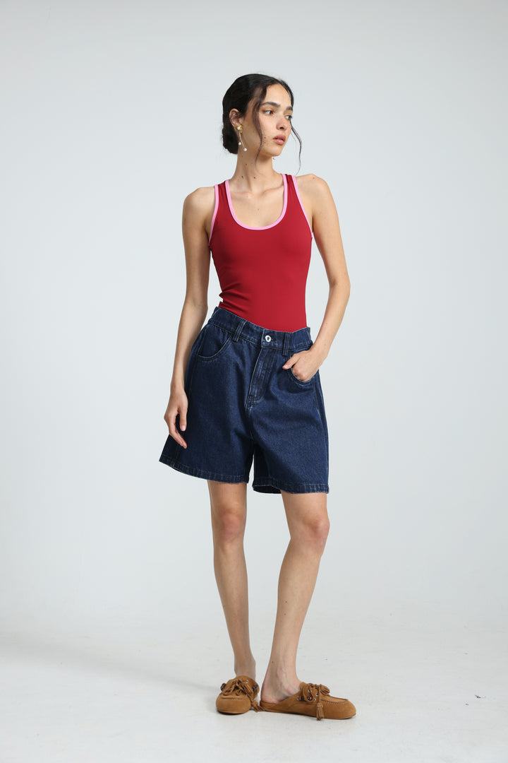 Guri Dark Blue Denim Shorts