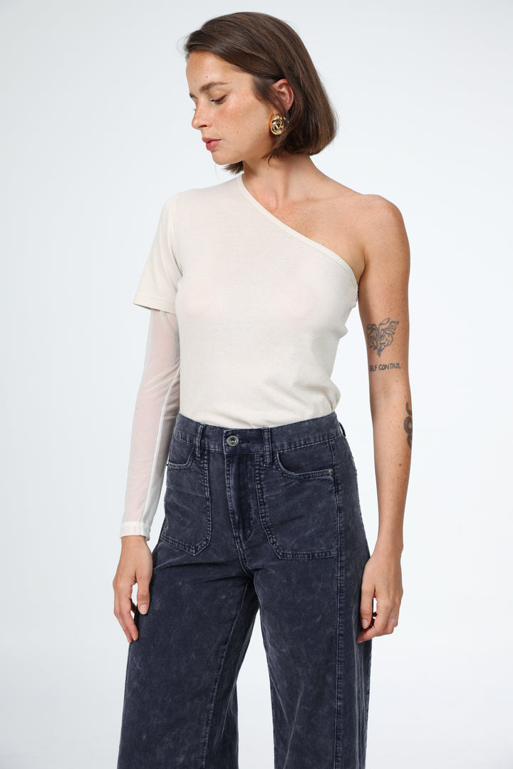 Attached Stone One-Shoulder Top