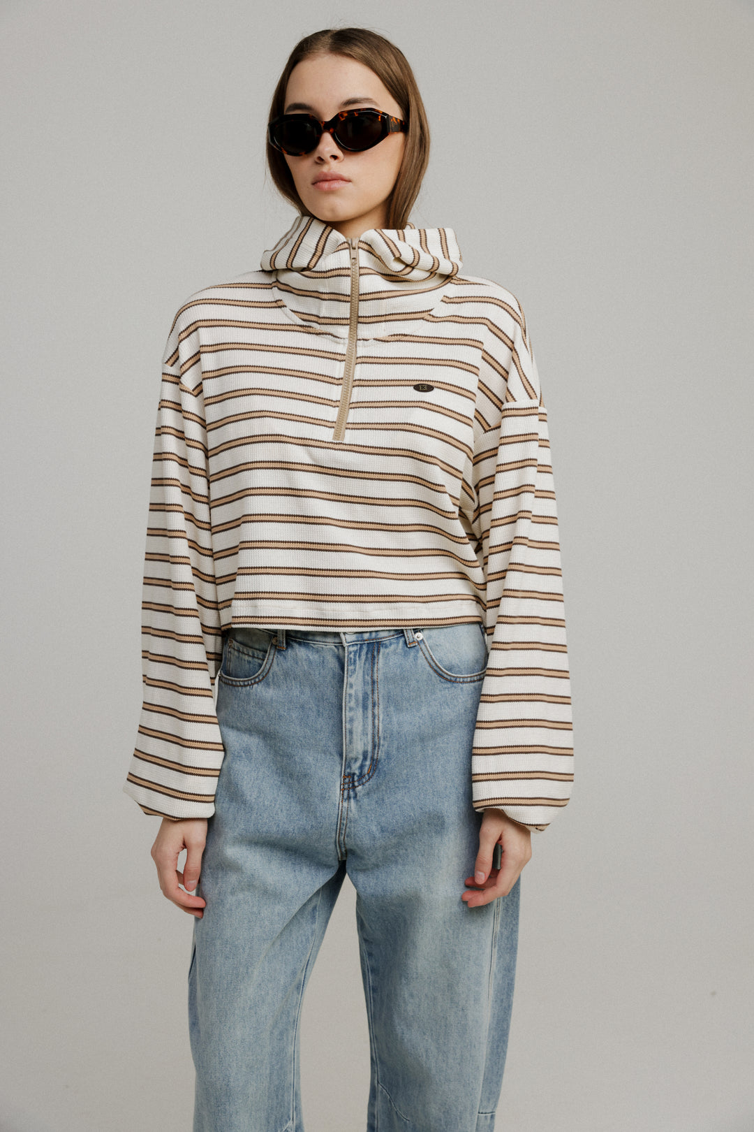 Remark Beige Stripes Sweatshirt