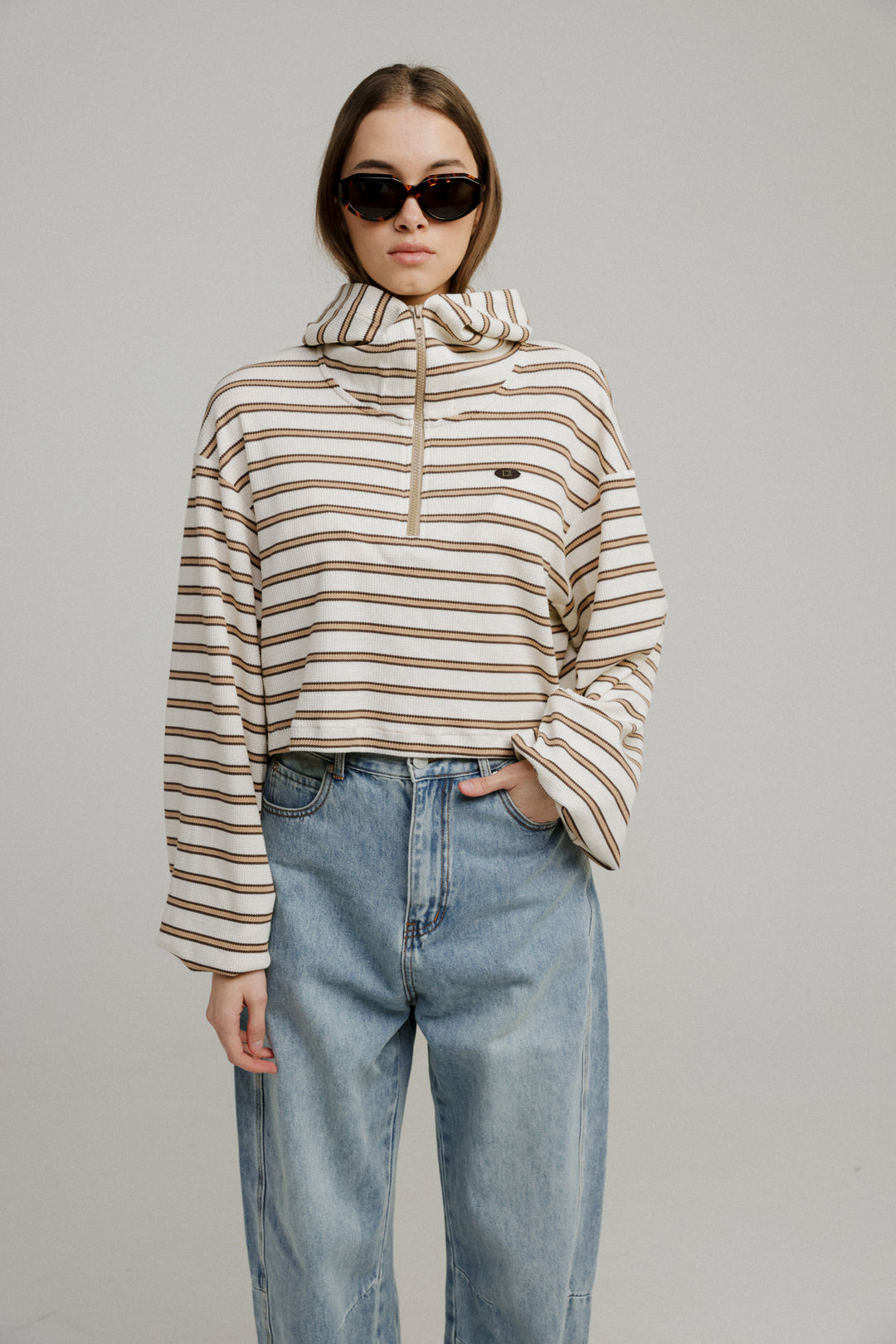 Remark Beige Stripes Sweatshirt