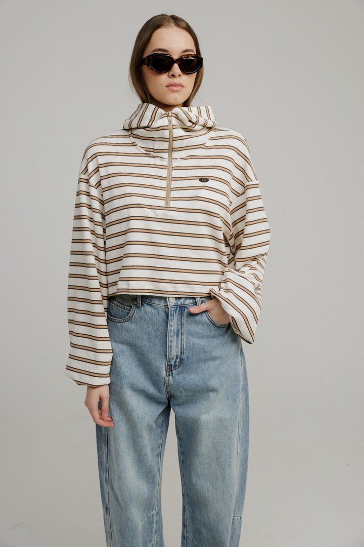 Remark Beige Stripes Sweatshirt