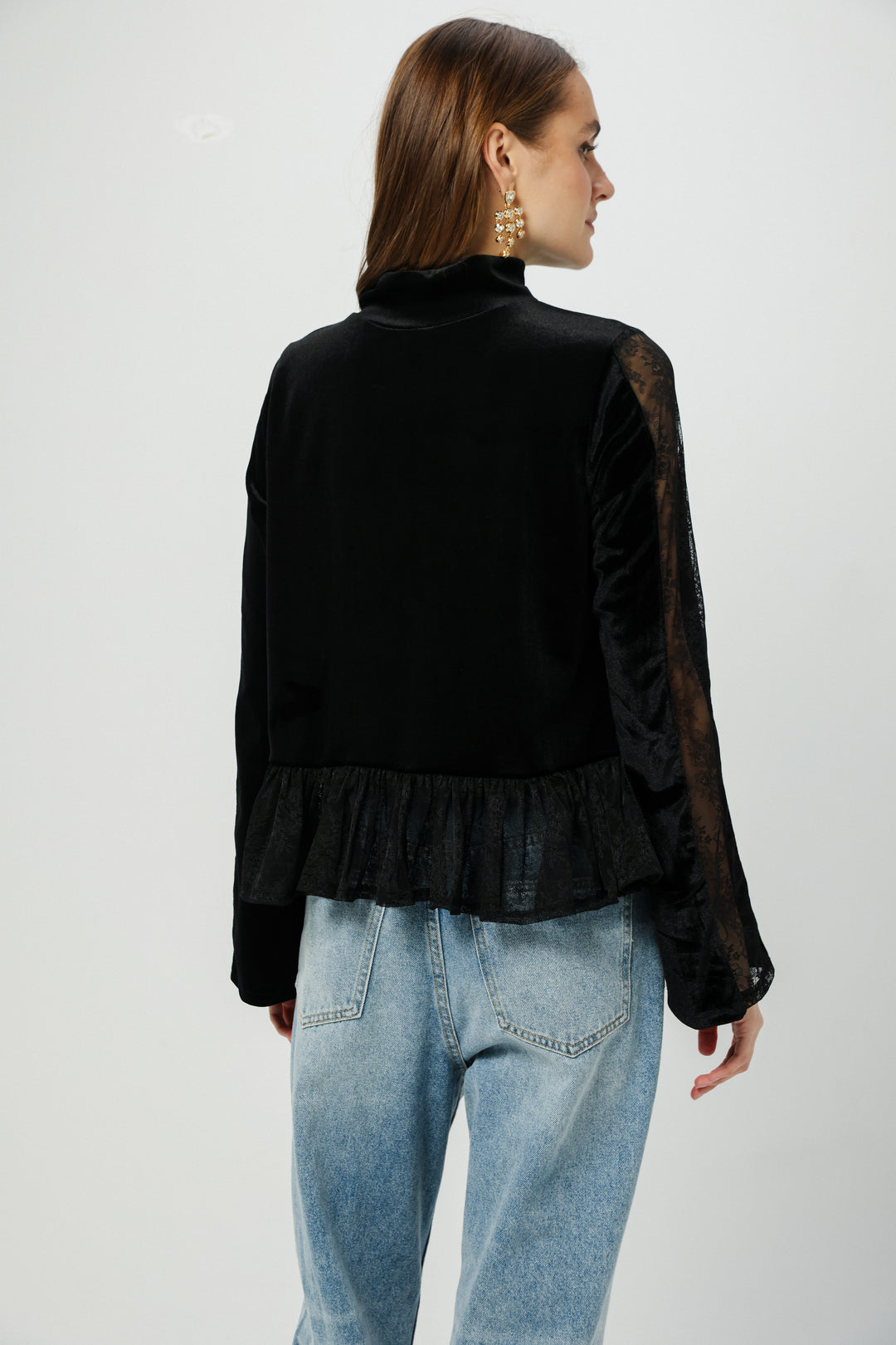 Velvet&Lace Black High Neck Top