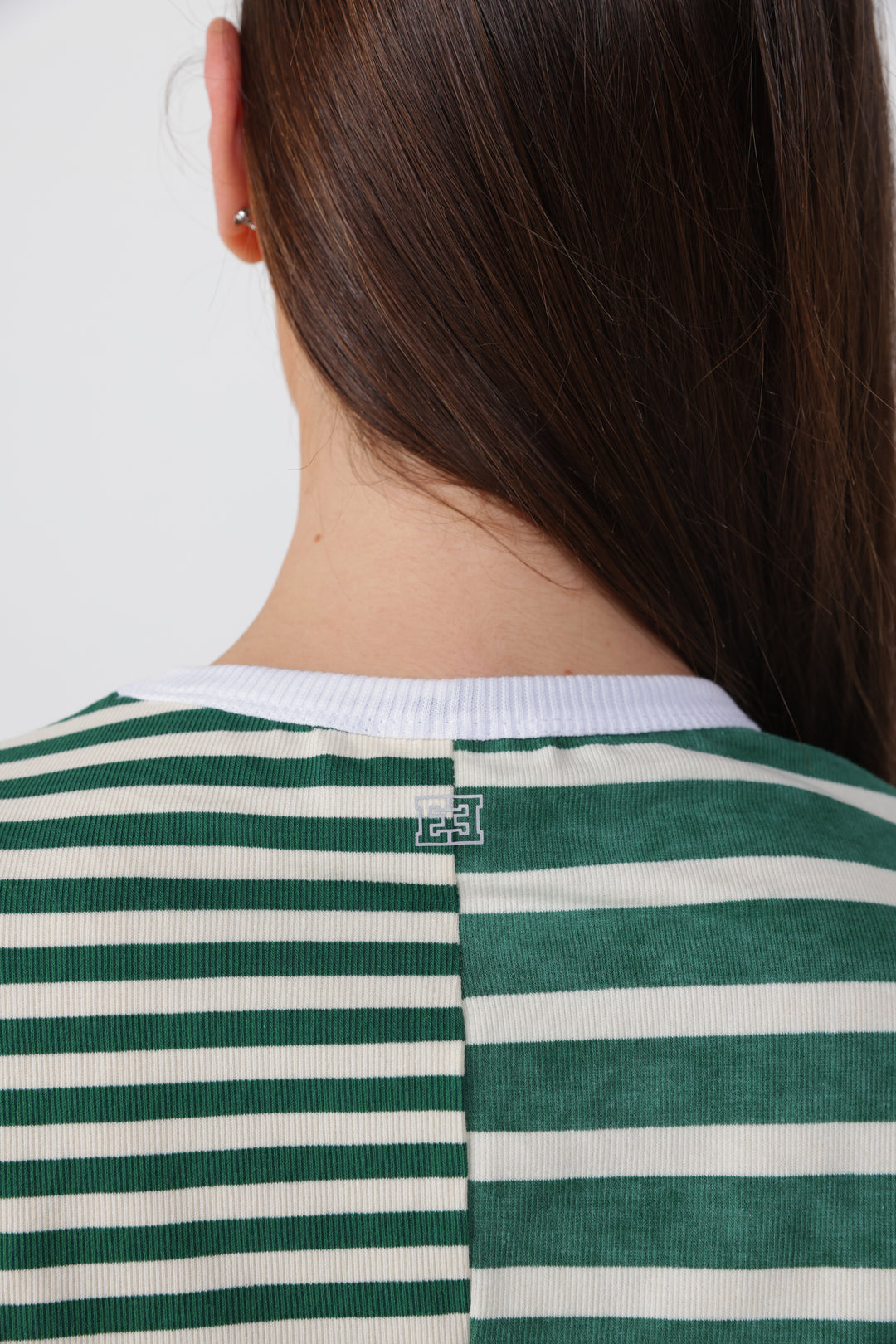 Halves Green&White Striped Shirt