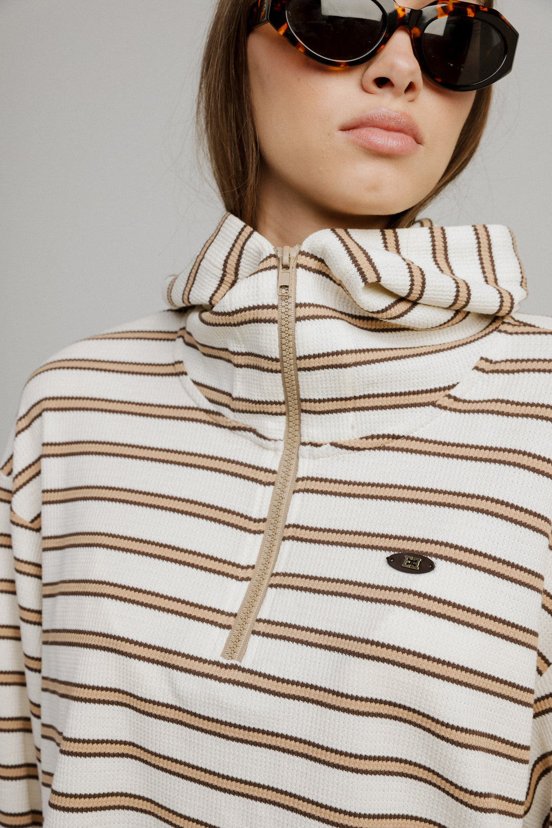 Remark Beige Stripes Sweatshirt