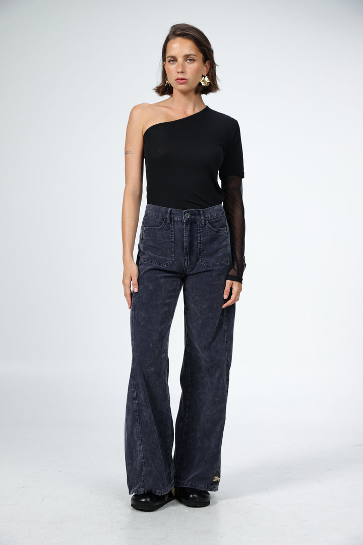 Attached Black One-Shoulder Top