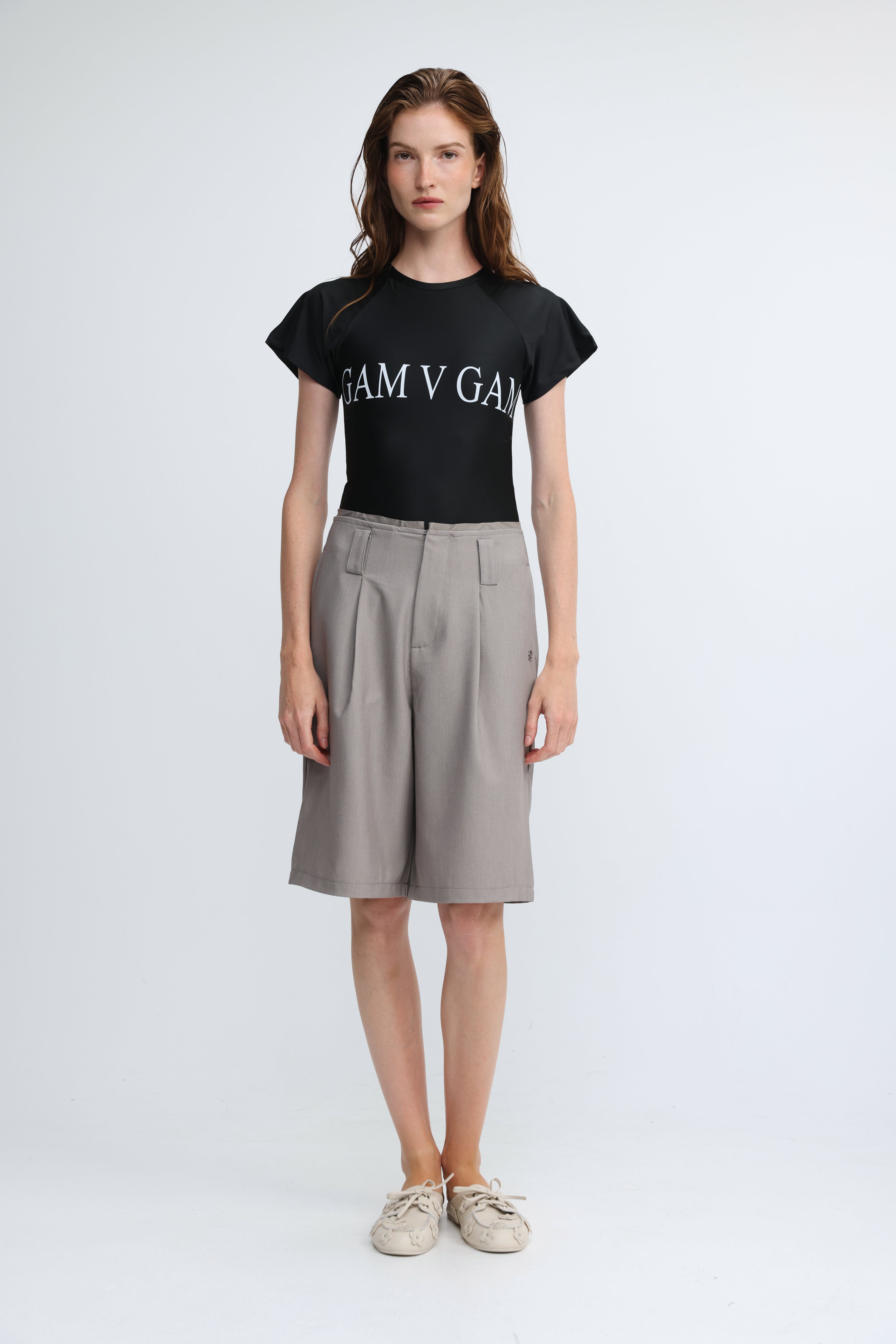 Pleated Tailored Grey Bermuda Shorts – SEESTARZ