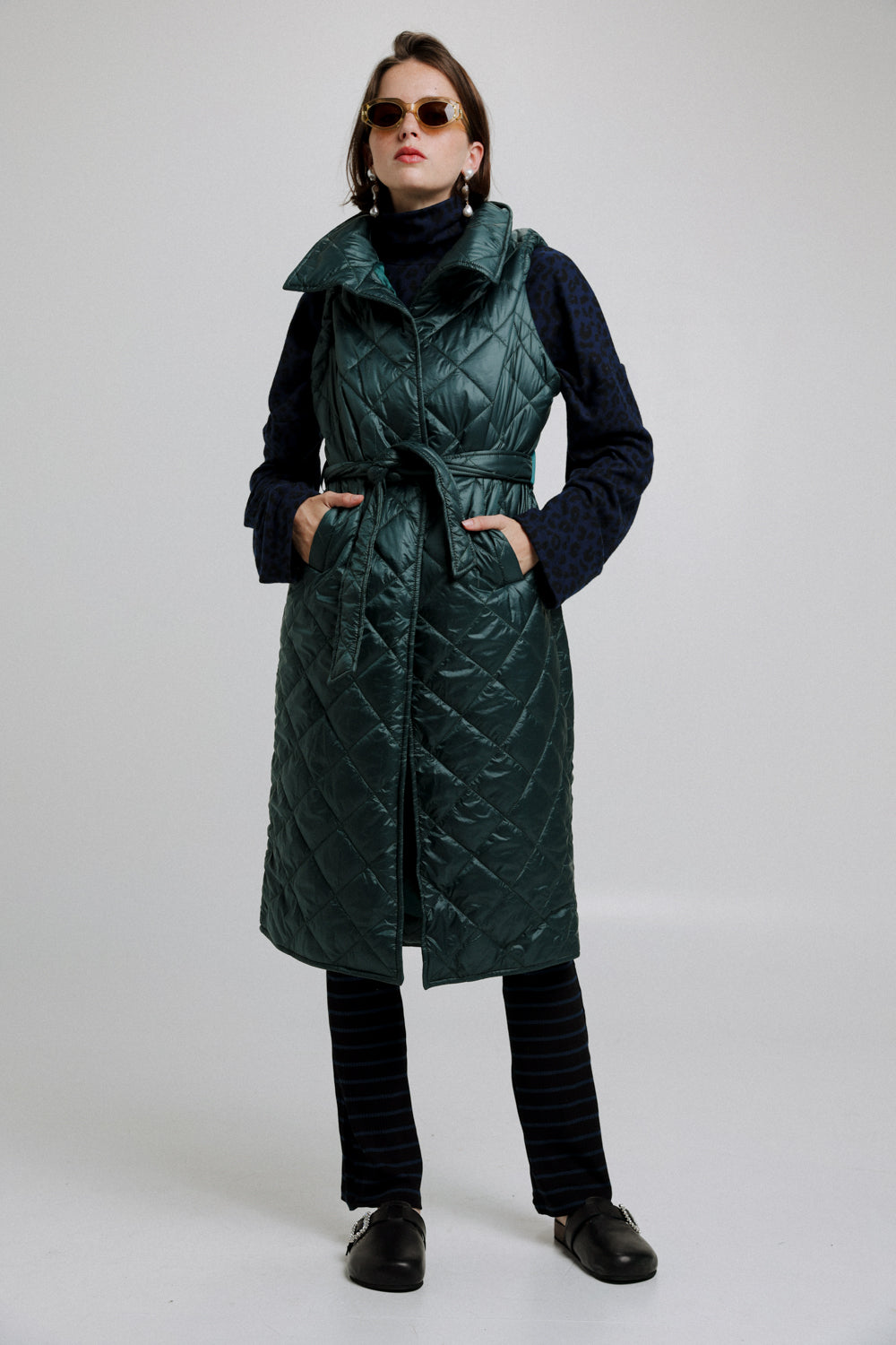 Long Green Quilted Vest