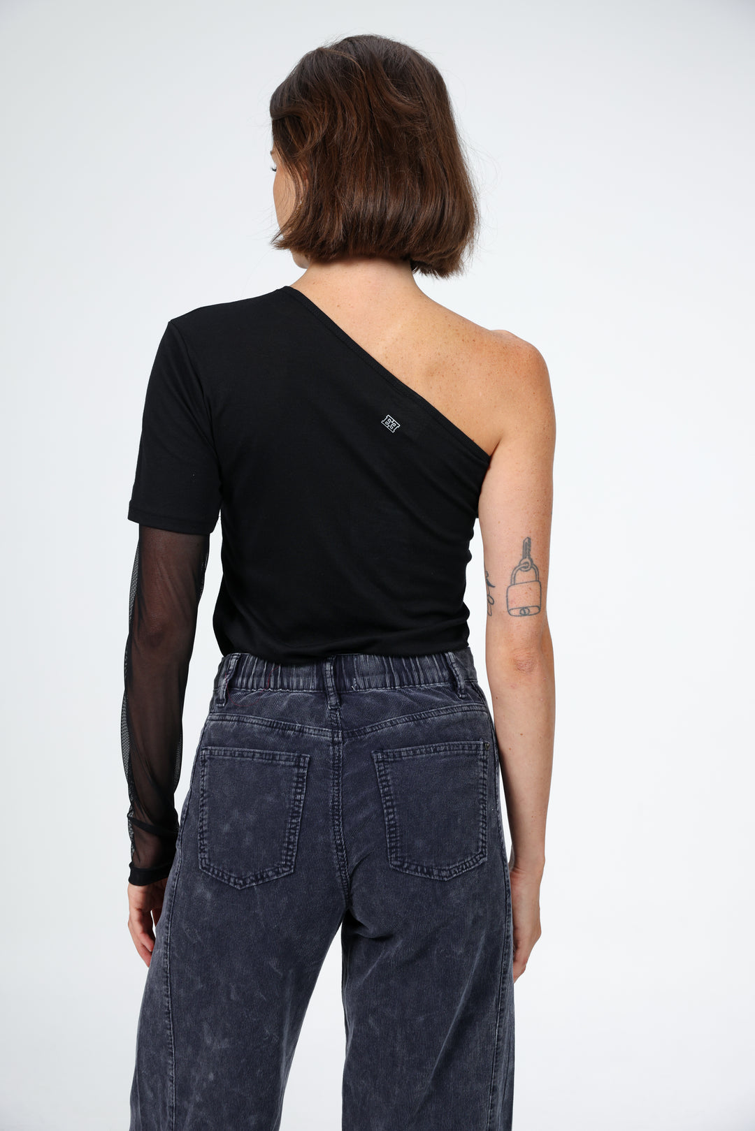 Attached Black One-Shoulder Top