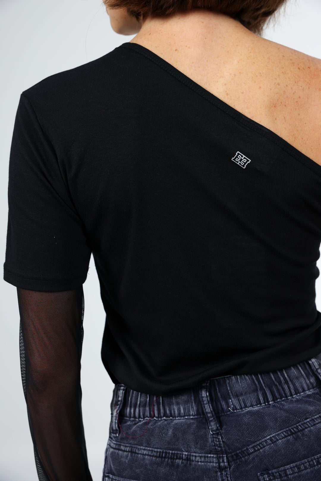 Attached Black One-Shoulder Top