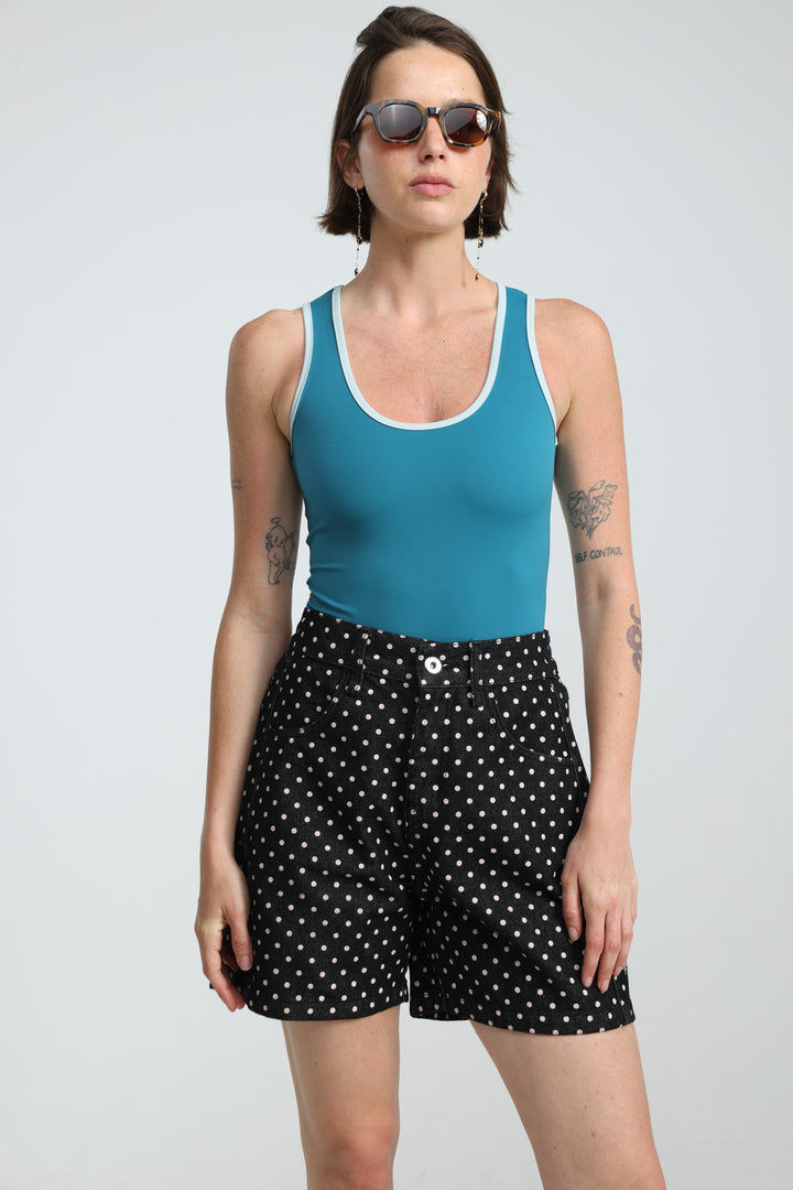 Guri Black Dots Denim Shorts