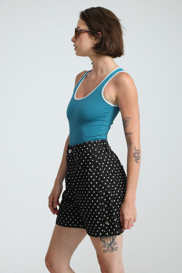 Guri Black Dots Denim Shorts