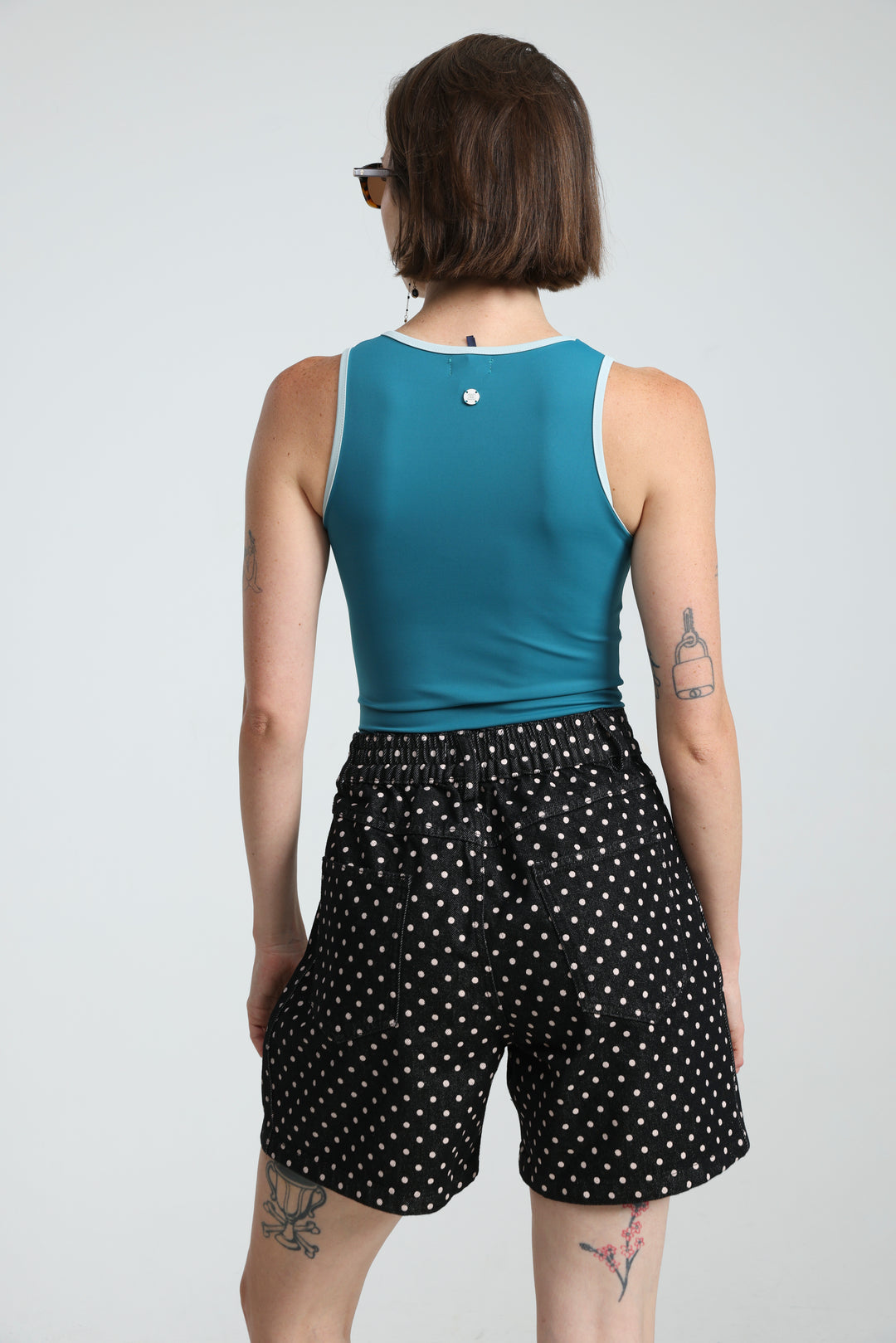 Guri Black Dots Denim Shorts