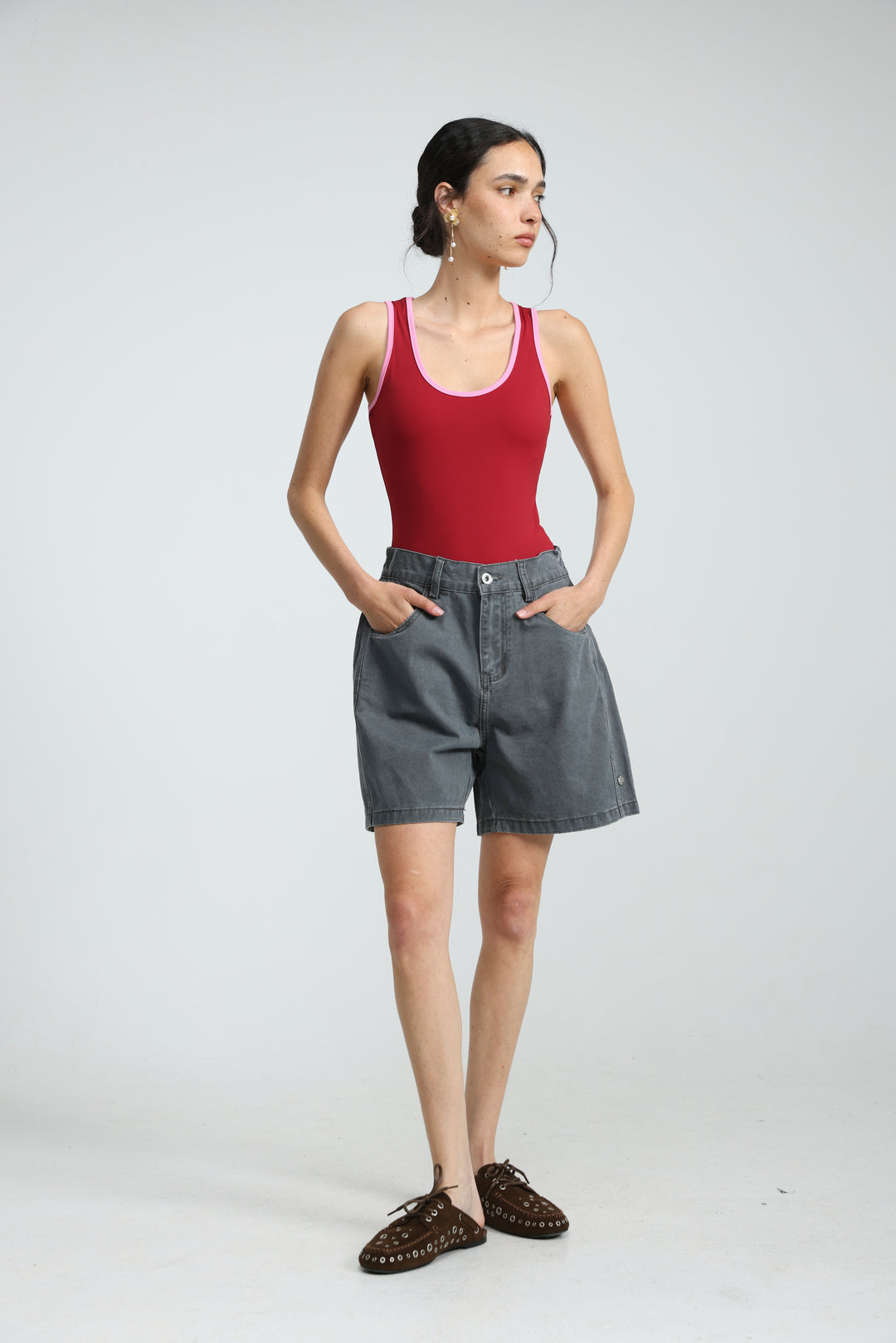 Guri Grey Denim Shorts
