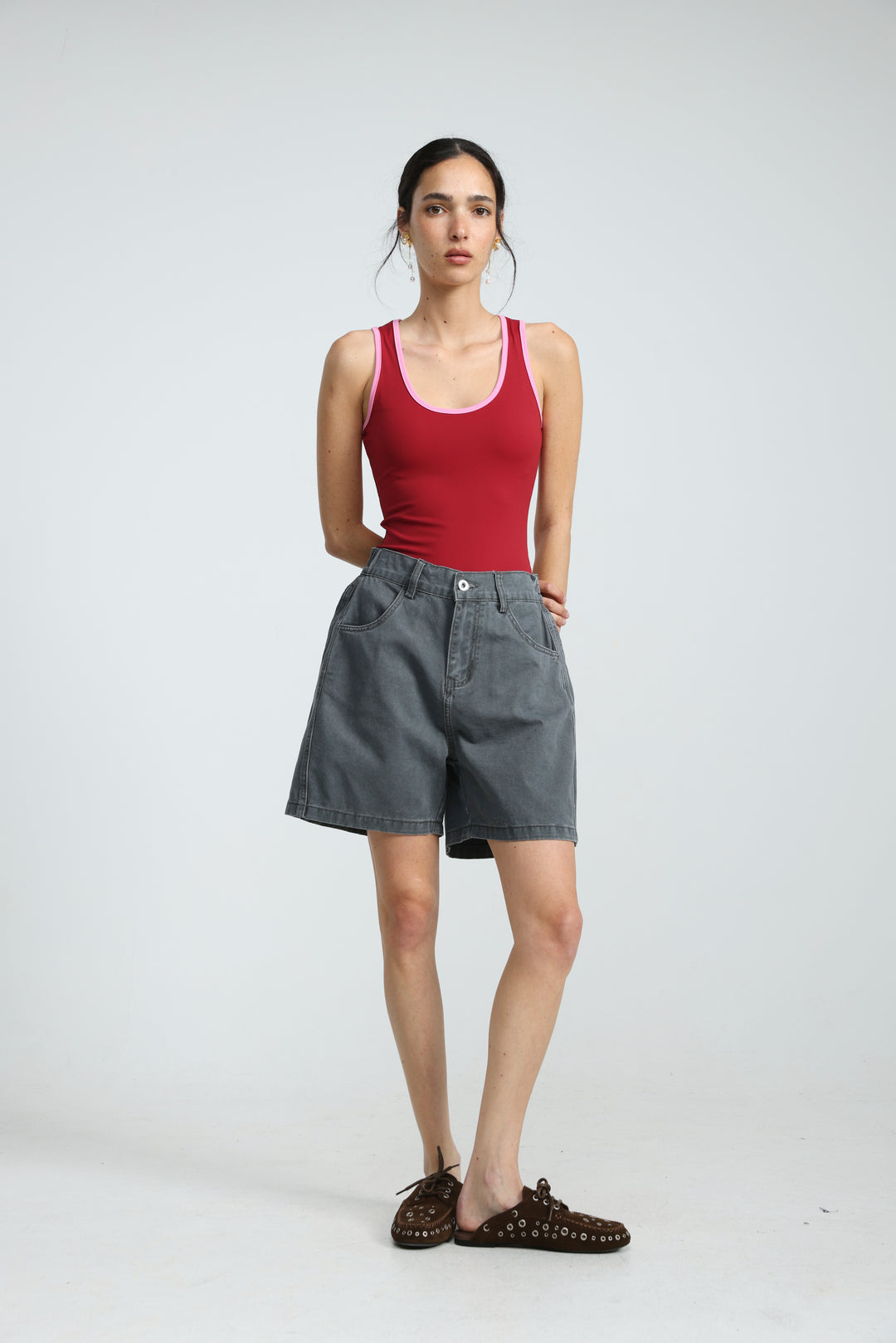 Guri Grey Denim Shorts