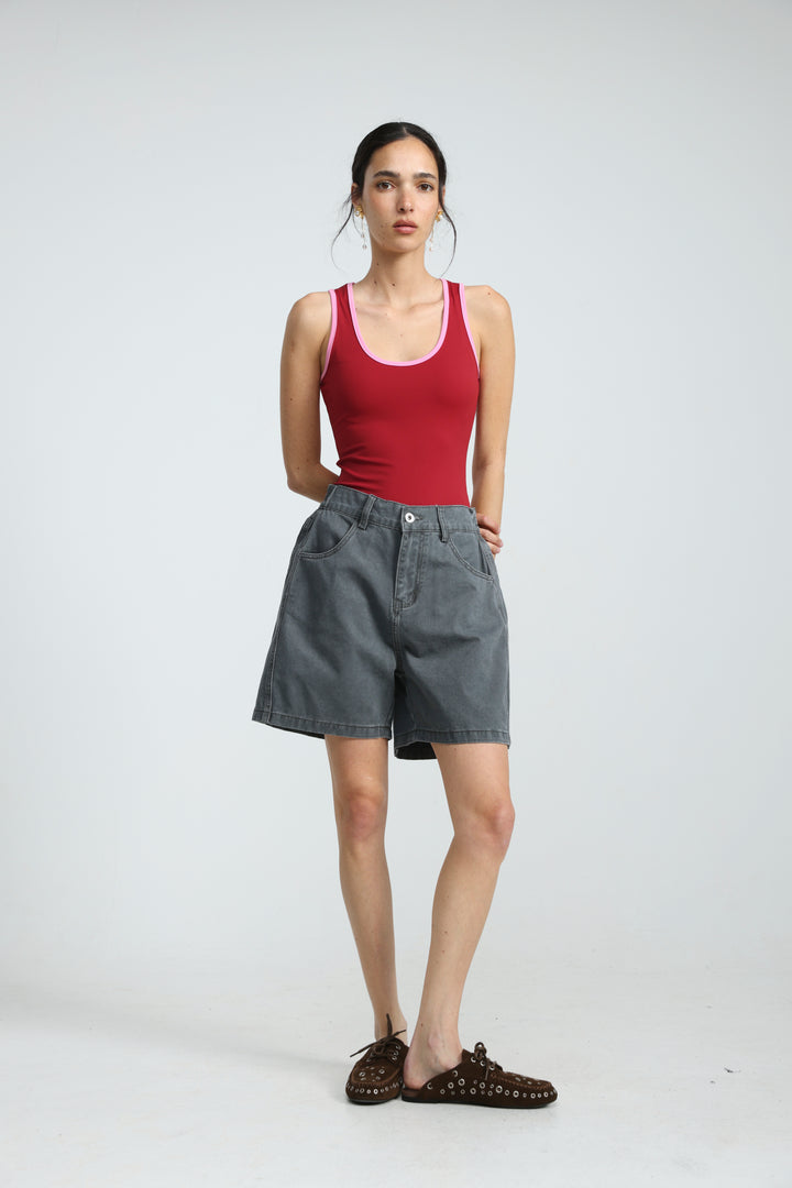 Guri Grey Denim Shorts