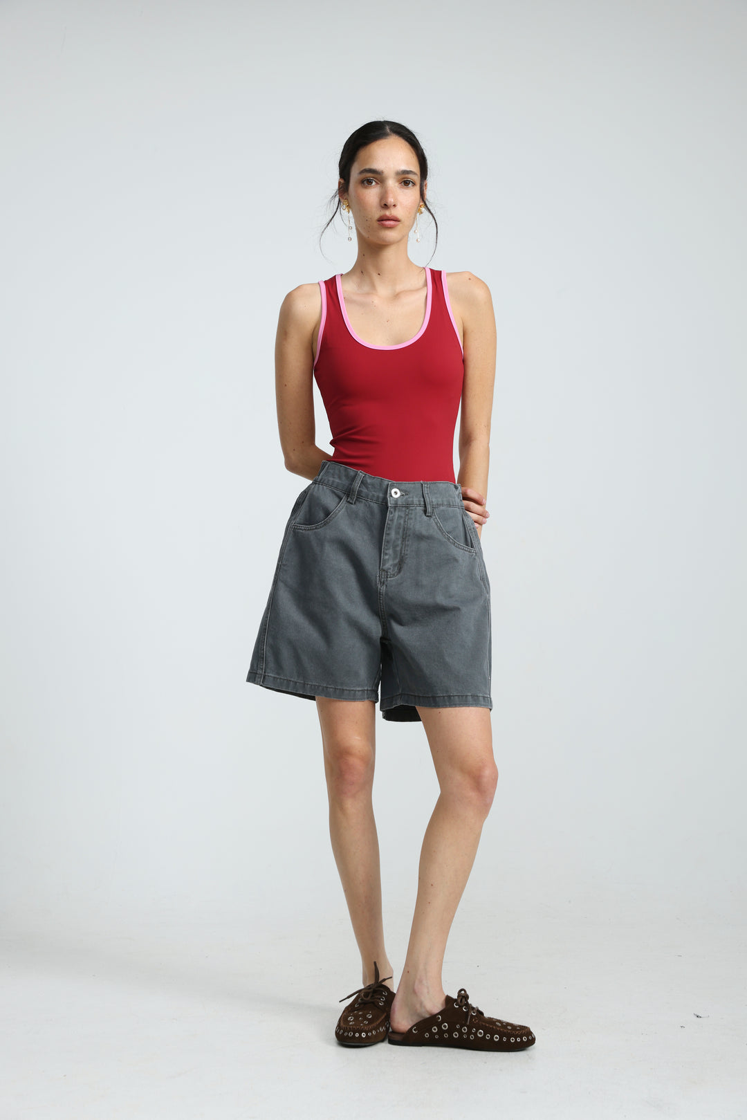Guri Grey Denim Shorts