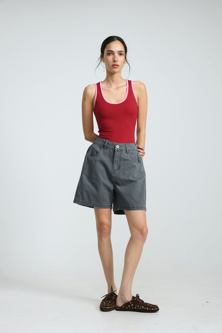 Guri Grey Denim Shorts