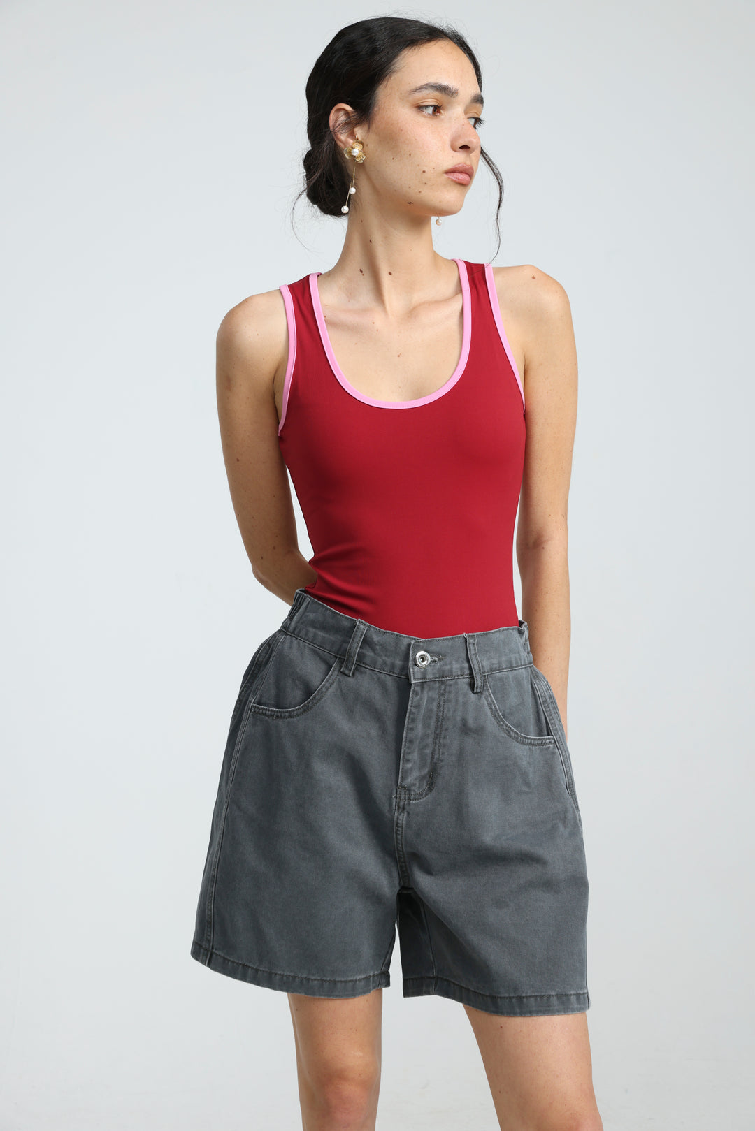 Guri Grey Denim Shorts