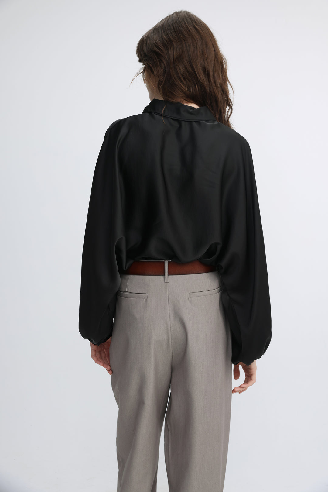 Draped Satin Black Polo