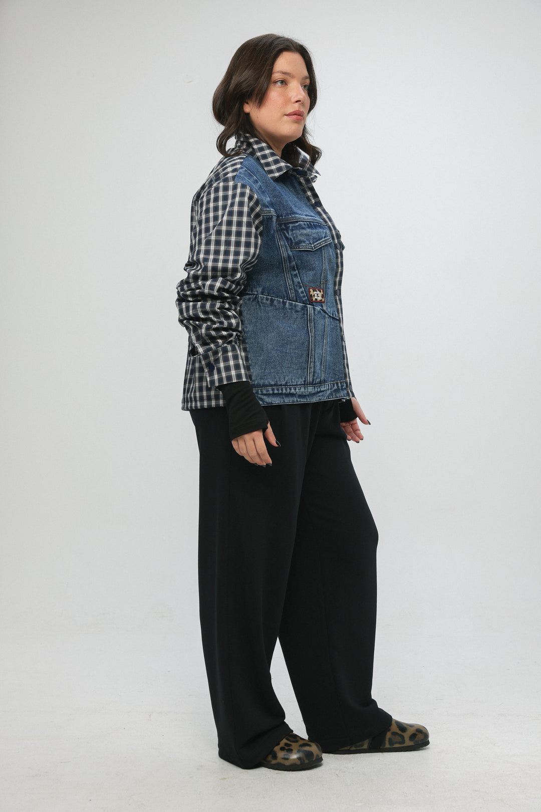 Plaid & Denim Blue Jacket