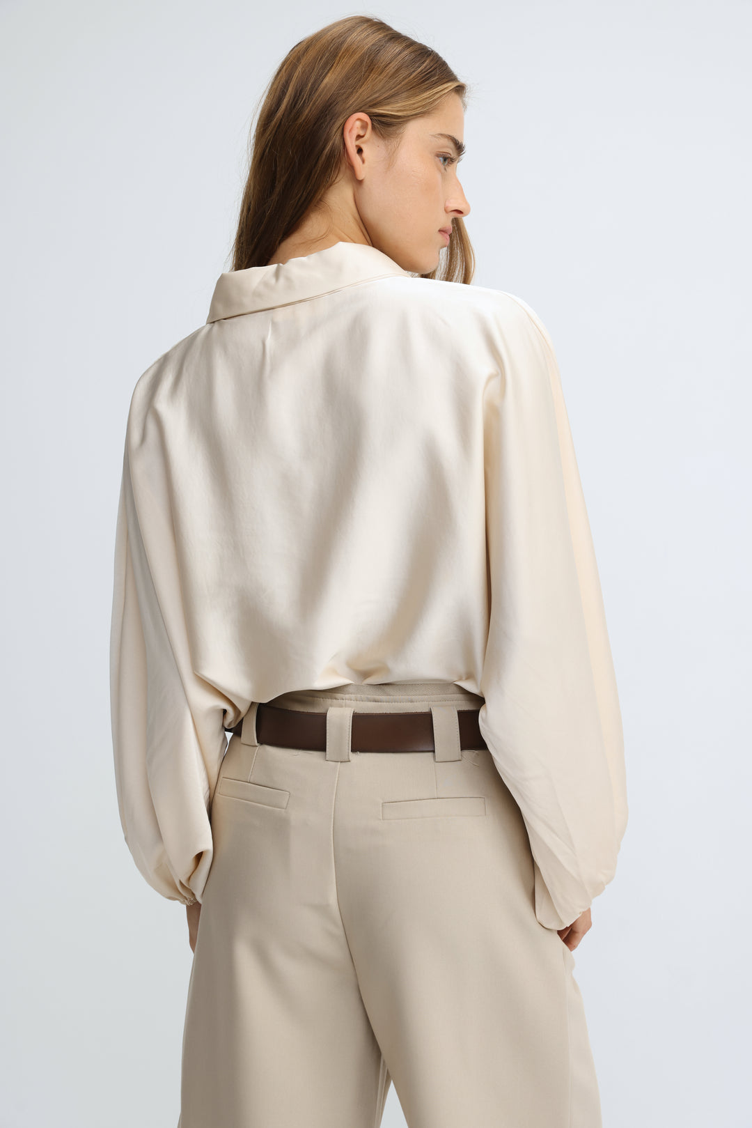 Draped Satin Cream Polo