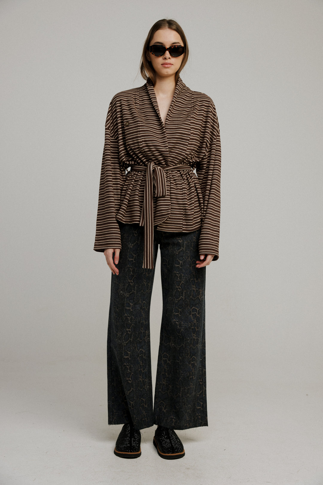 Brown Striped Kimono