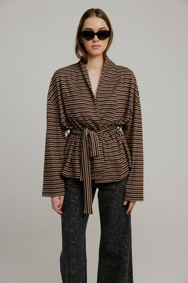 Brown Striped Kimono