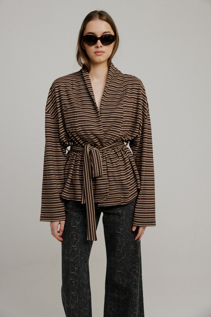 Brown Striped Kimono