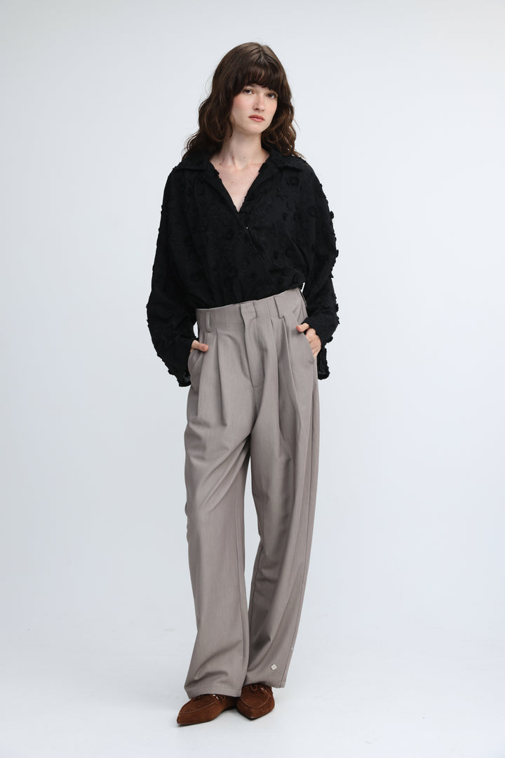 Pleated Tailored Grey Bottoms