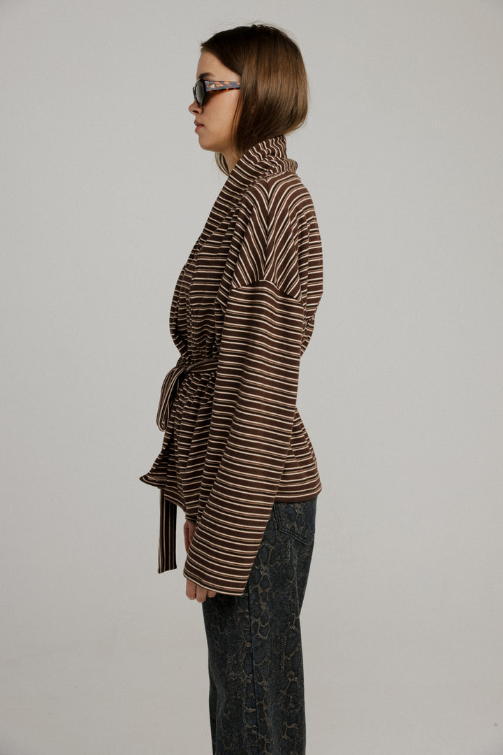 Brown Striped Kimono