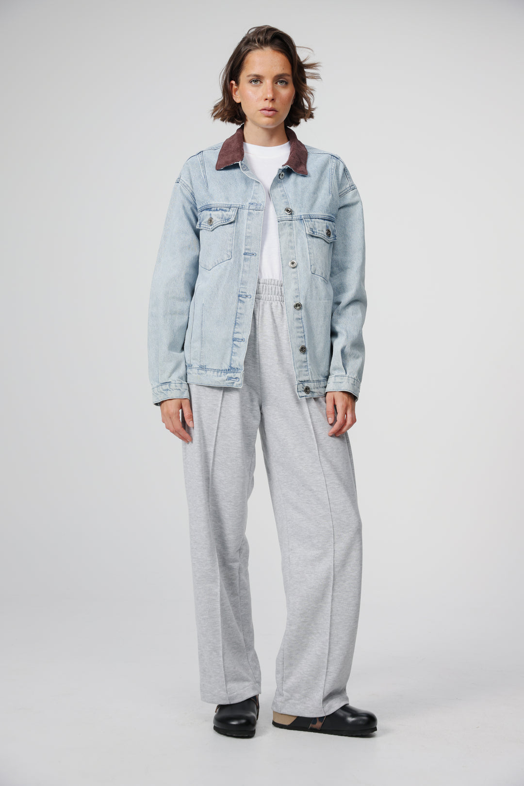 Corduroy Mixed Light Blue Denim Jacket