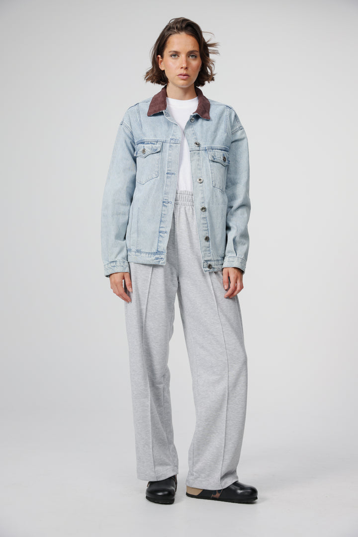 Corduroy Mixed Light Blue Denim Jacket