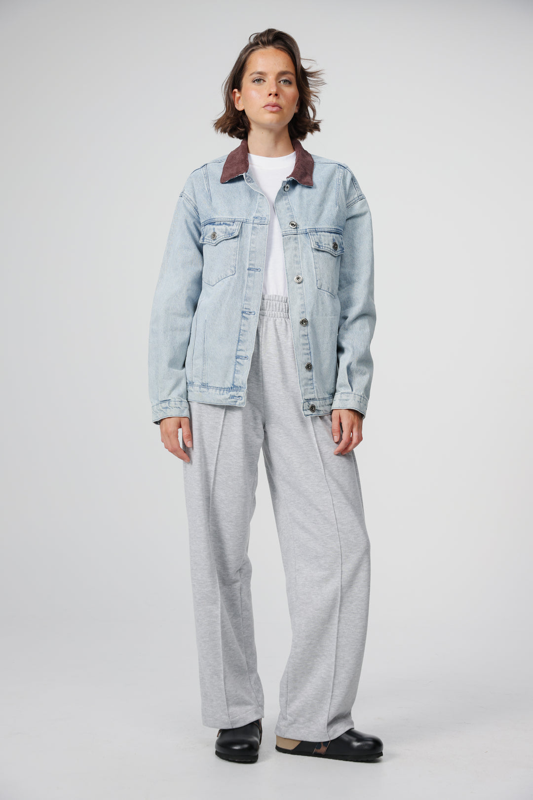 Corduroy Mixed Light Blue Denim Jacket