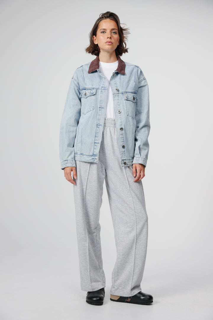 Corduroy Mixed Light Blue Denim Jacket