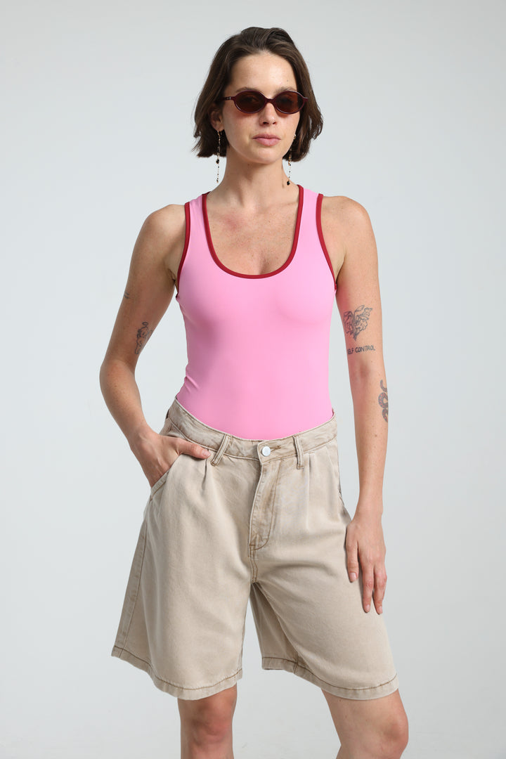 Redefine Beige Denim Shorts