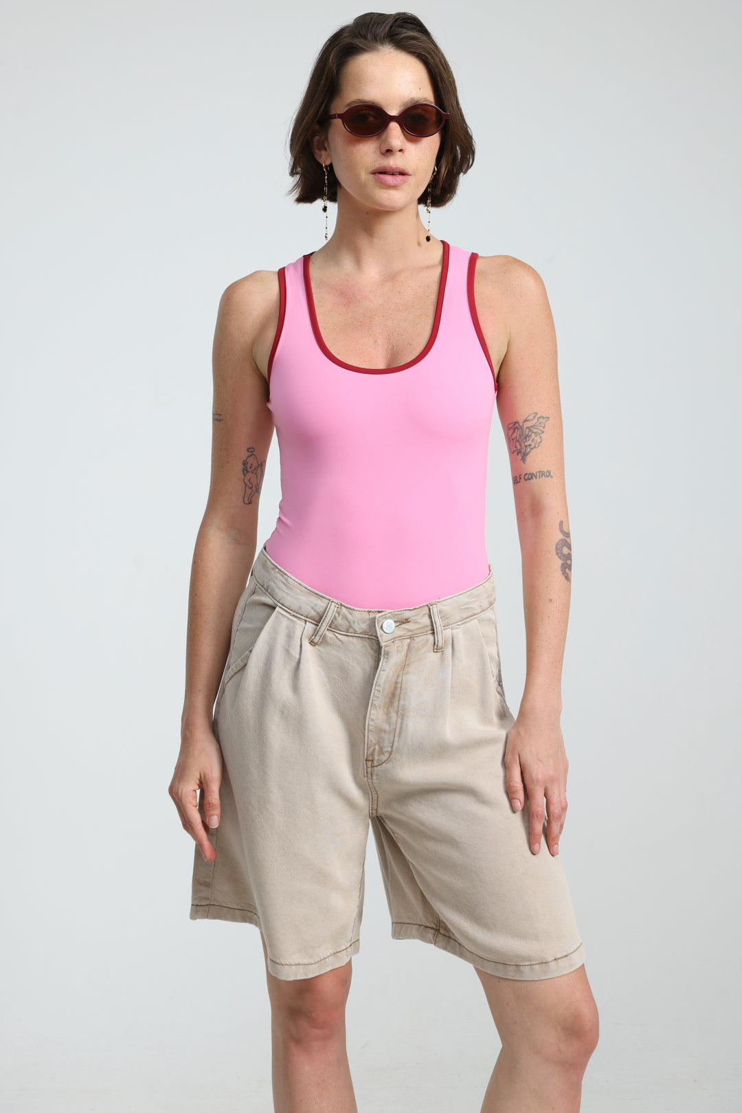 Redefine Beige Denim Shorts