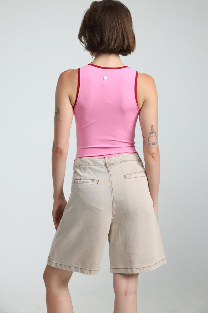 Redefine Beige Denim Shorts
