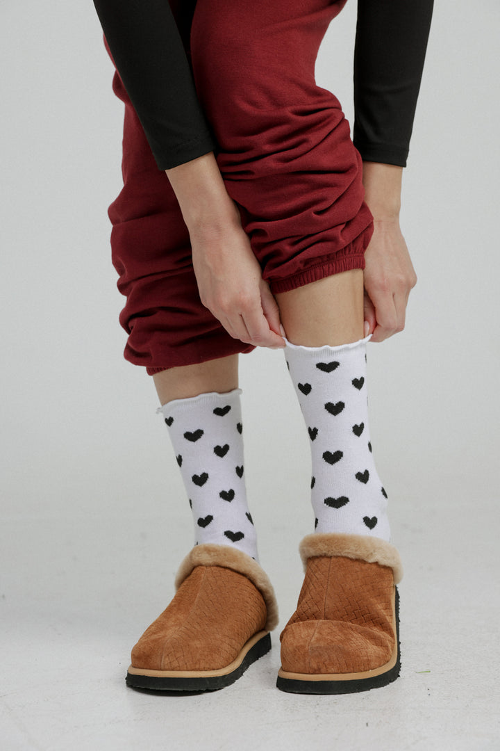 EE White Hearts Socks