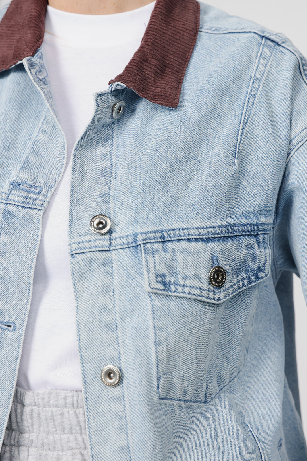 Corduroy Mixed Light Blue Denim Jacket
