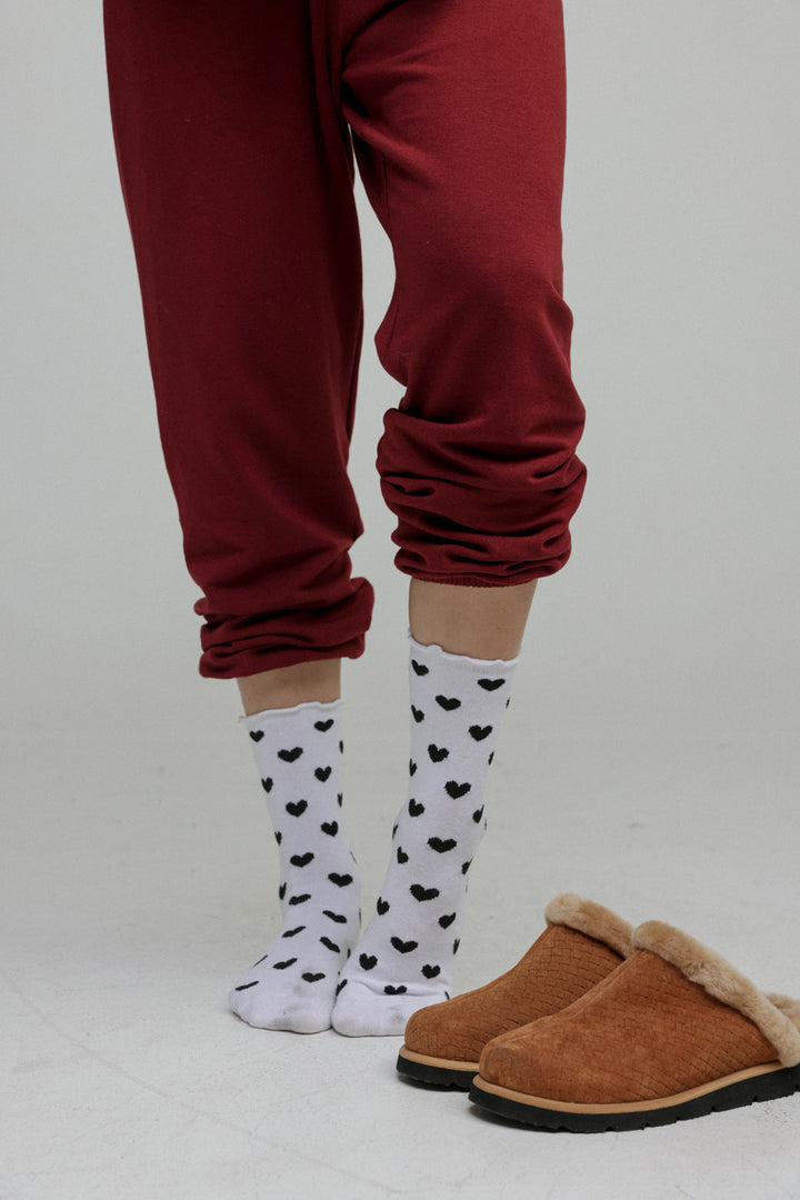 EE White Hearts Socks