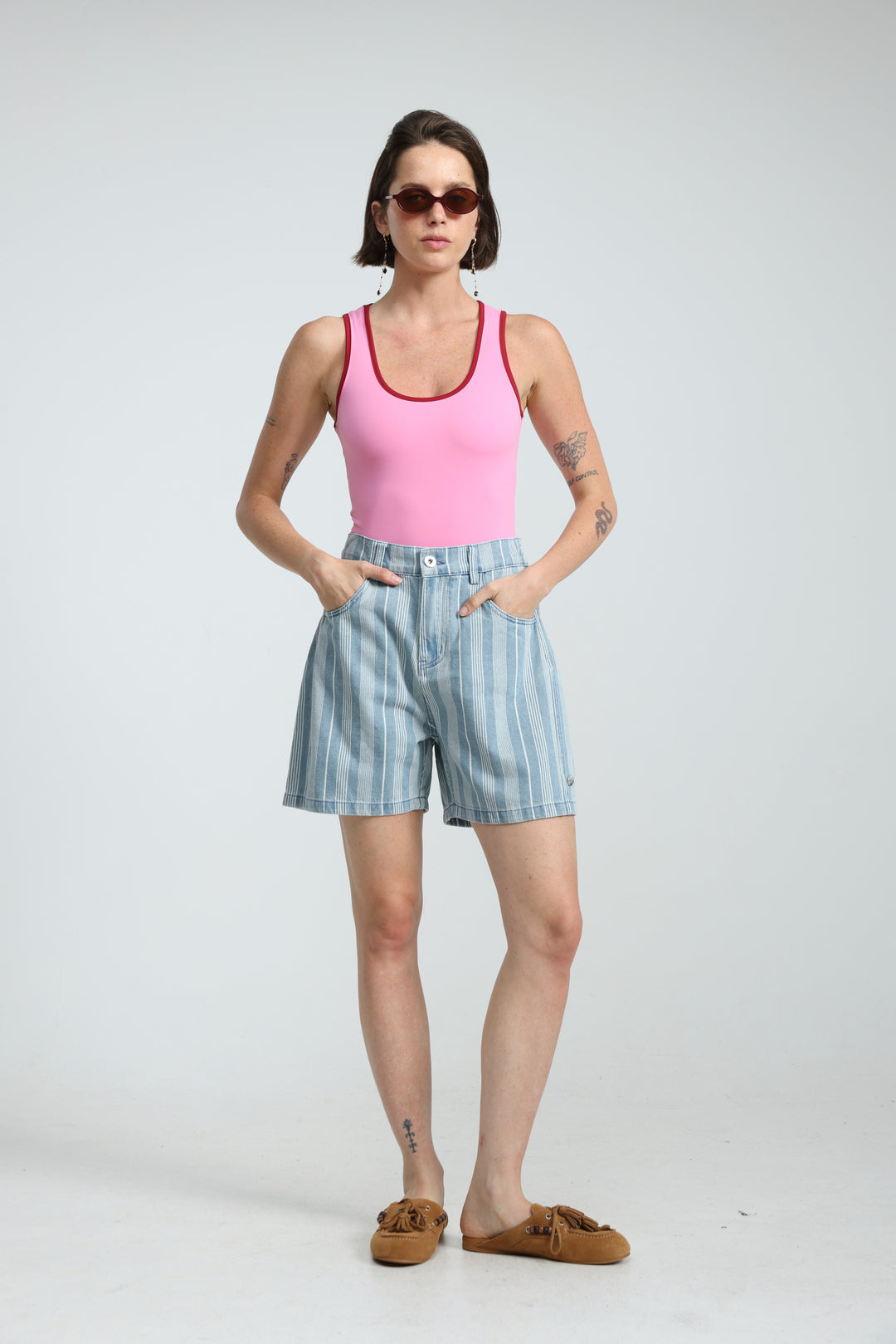 Guri Light Striped Denim Shorts