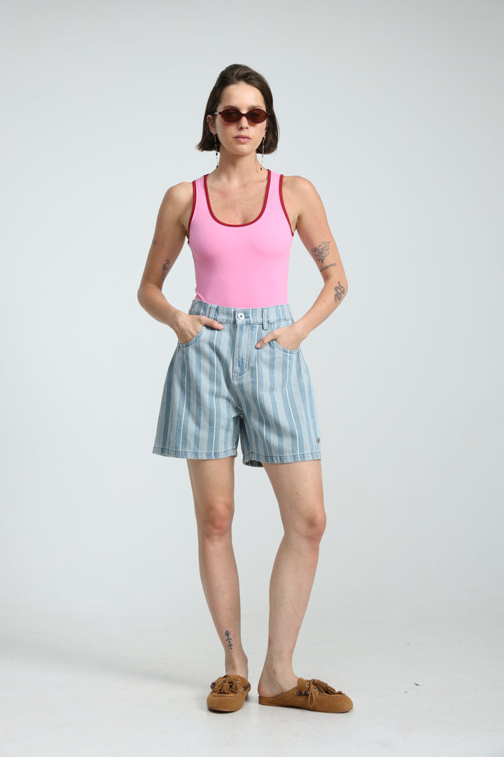 Guri Light Striped Denim Shorts