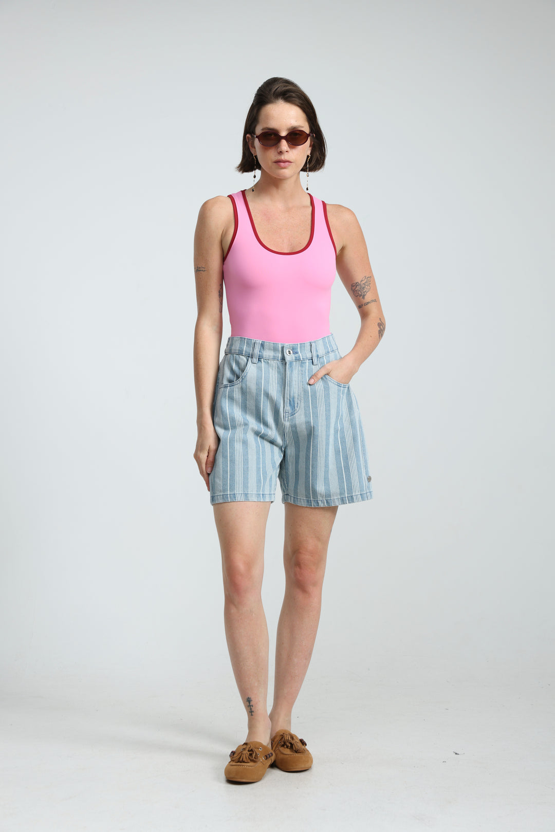 Guri Light Striped Denim Shorts
