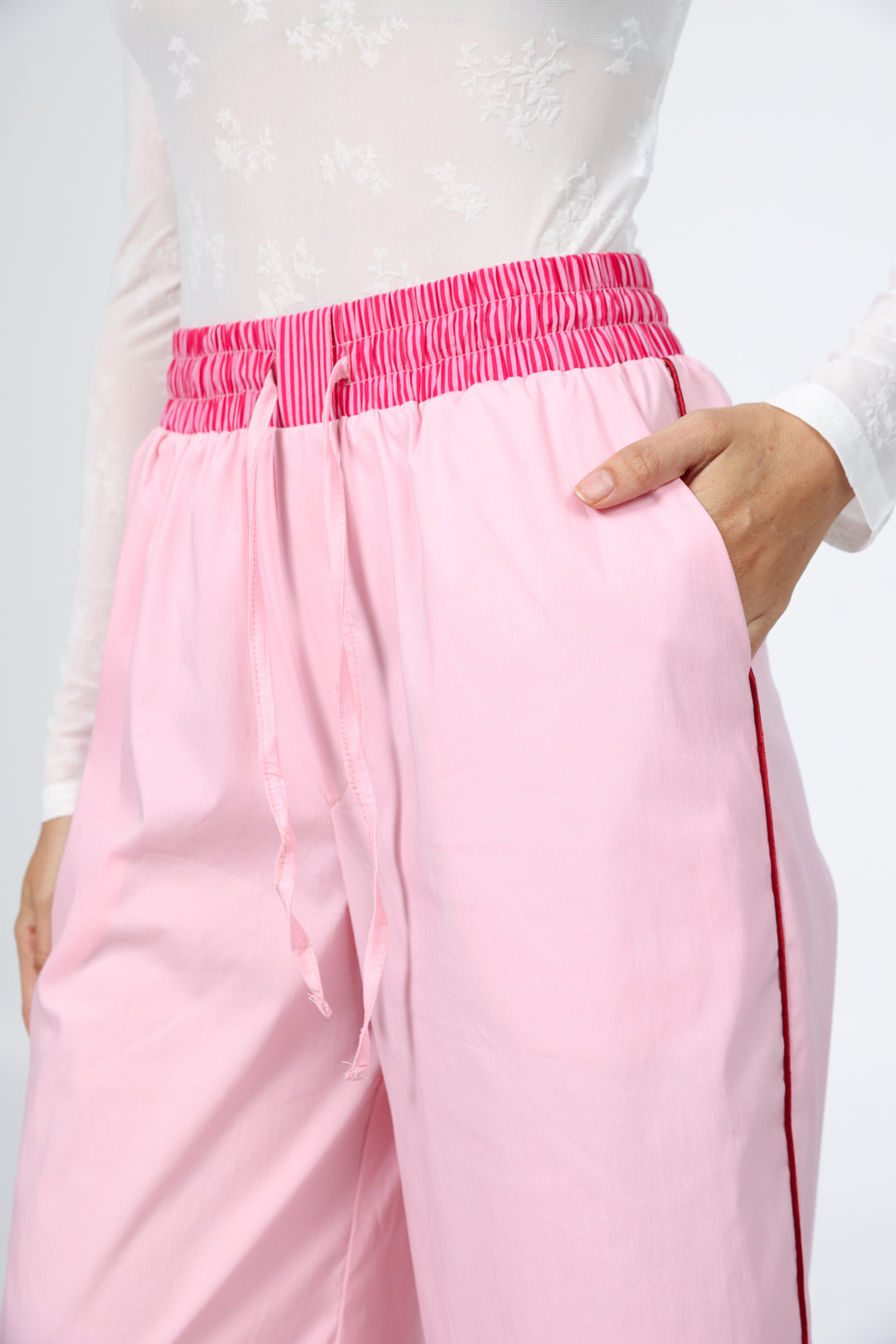מכנס ורוד עם מותן אלסטי גבוה Boxer Pink Bottoms 
