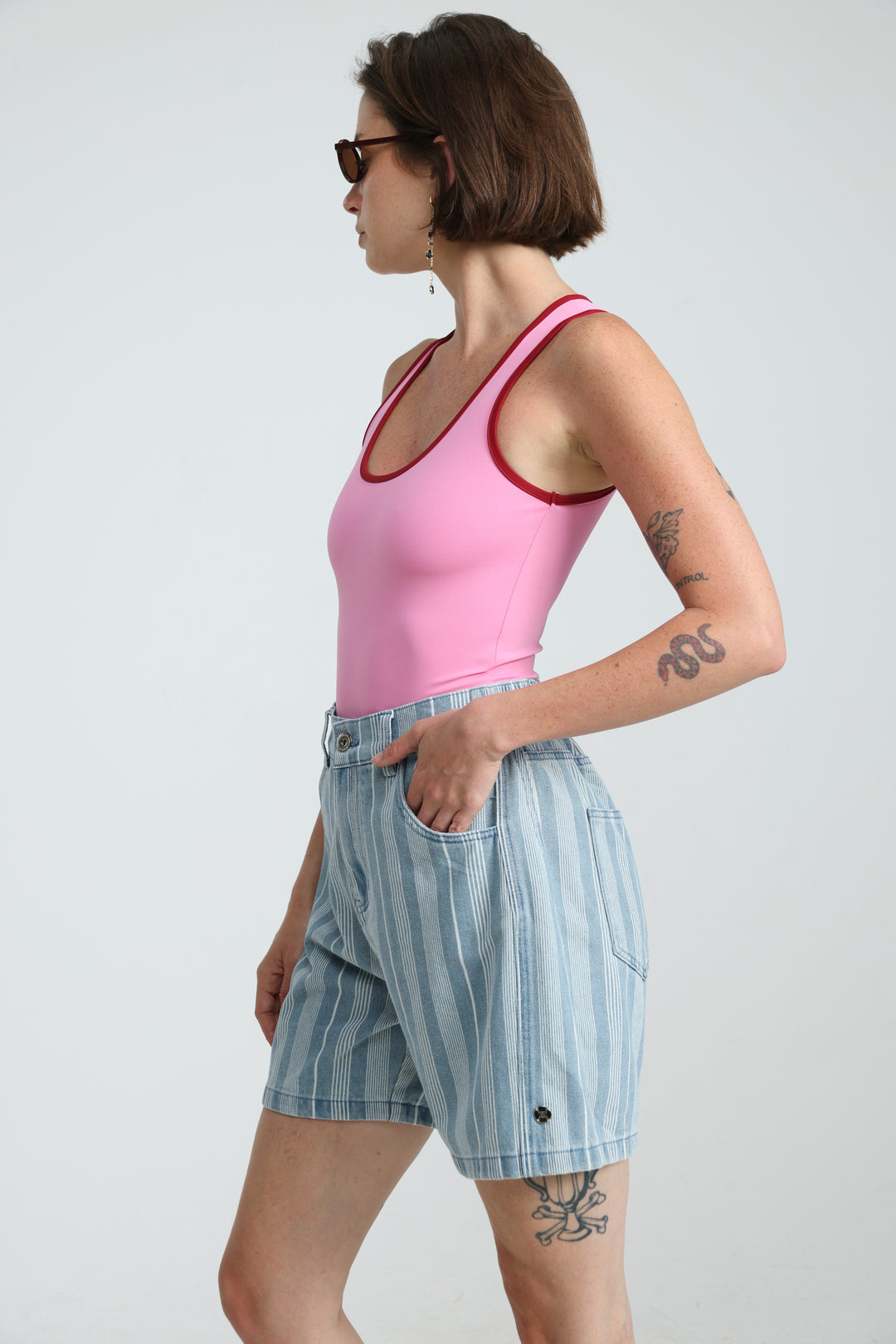 Guri Light Striped Denim Shorts