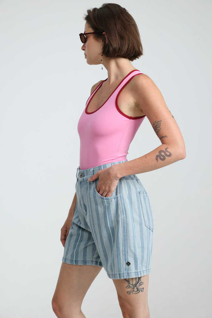 Guri Light Striped Denim Shorts