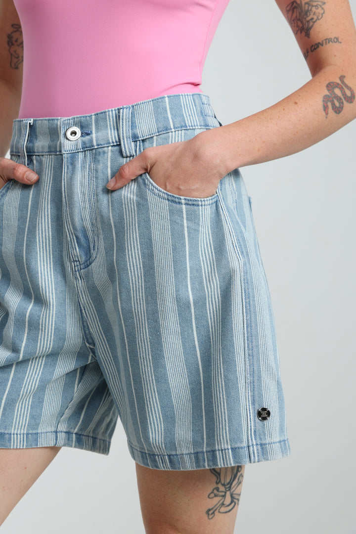 Guri Light Striped Denim Shorts