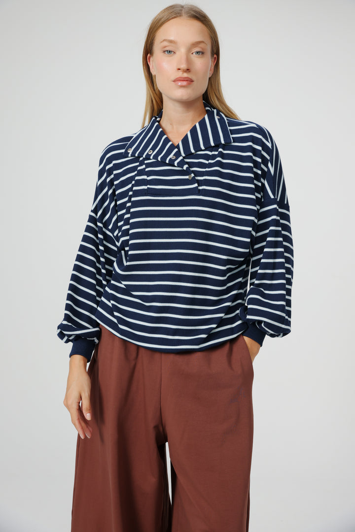 Amazed Blue Striped Polo